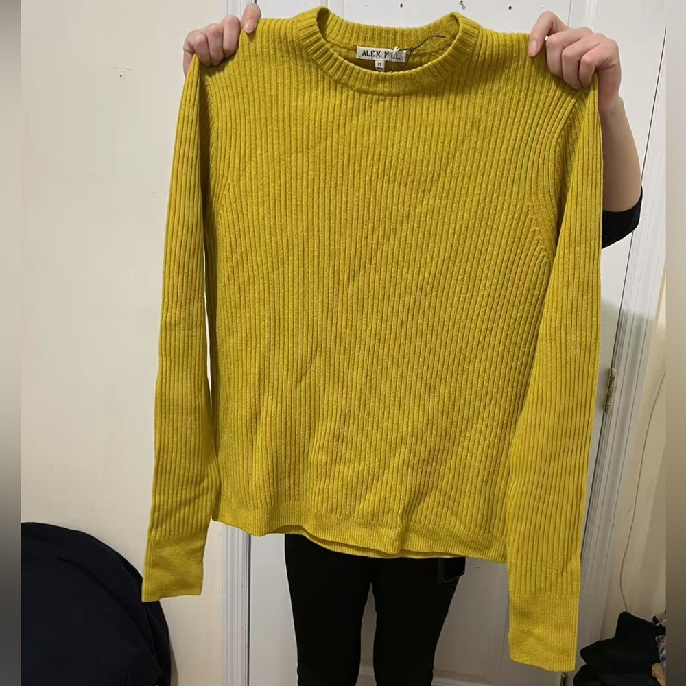 Alex Mill Men‘s Mustard Yellow Ribbed Merino wool Sweater
